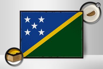 Panneau en bois drapeau des îles Salomon, 40x30cm, panneau rétro des îles Salomon 2