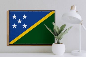 Panneau en bois drapeau des îles Salomon, 40x30cm, panneau rétro des îles Salomon 3