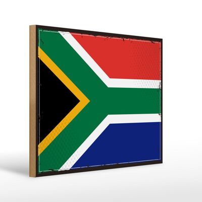 Cartello in legno bandiera del Sud Africa 40x30 cm Insegna decorativa retrò del Sud Africa