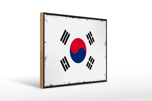 Holzschild Flagge Südkoreas 40x30cm Retro Flag South Korea Schild