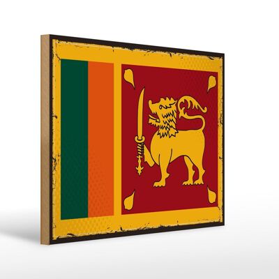 Letrero de madera bandera de Sri Lanka 40x30cm bandera retro Signo de Sri Lanka