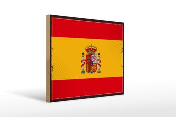 Panneau en bois drapeau de l'espagne, 40x30cm, drapeau rétro de l'espagne, panneau décoratif 1