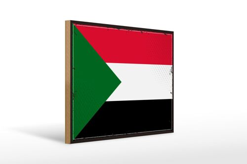 Holzschild Flagge Sudan 40x30cm Retro Flag of Sudan Deko Schild