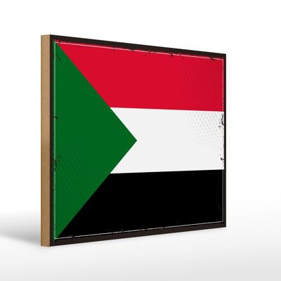 Holzschild Flagge Sudan 40x30cm Retro Flag of Sudan Deko Schild