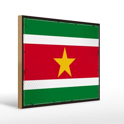Holzschild Flagge Surinames 40x30cm Retro Flag of Suriname Schild