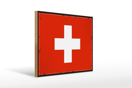 Holzschild Flagge Schweiz 40x30cm Retro Flag Switzerland Schild