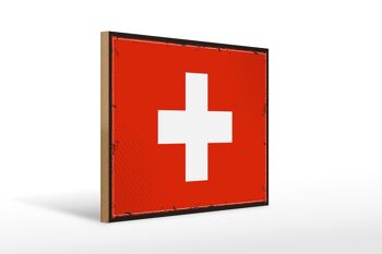 Panneau en bois drapeau suisse 40x30cm, drapeau rétro, signe suisse 1