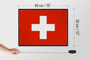 Panneau en bois drapeau suisse 40x30cm, drapeau rétro, signe suisse 4