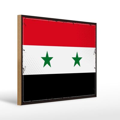Cartello in legno Bandiera della Siria 40x30 cm Cartello decorativo con bandiera retrò della Siria