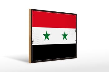 Panneau en bois drapeau de la Syrie 40x30cm, drapeau rétro de la Syrie, panneau décoratif 1
