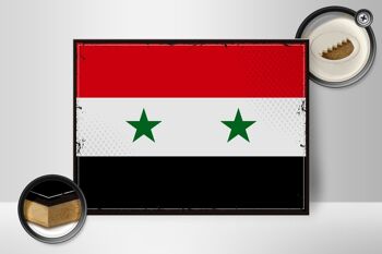 Panneau en bois drapeau de la Syrie 40x30cm, drapeau rétro de la Syrie, panneau décoratif 2