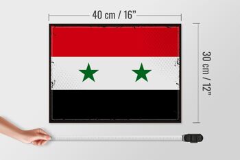 Panneau en bois drapeau de la Syrie 40x30cm, drapeau rétro de la Syrie, panneau décoratif 4