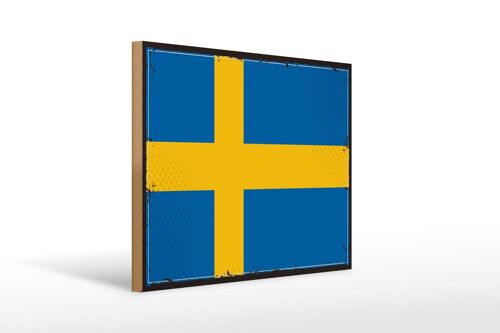 Holzschild Flagge Schwedens 40x30cm Retro Flag of Sweden Schild