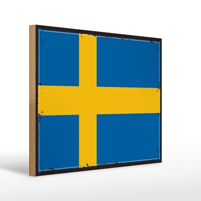 Cartel de madera Bandera de Suecia 40x30cm Cartel Retro Bandera de Suecia