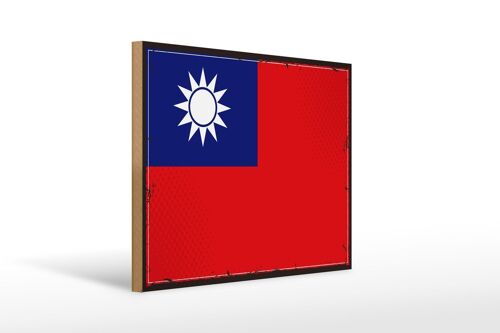 Holzschild Flagge China 40x30cm Retro Flag of Taiwan Deko Schild