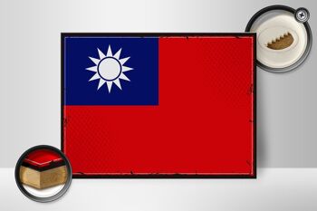 Panneau en bois drapeau de chine 40x30cm, drapeau rétro de Taiwan, panneau décoratif 2