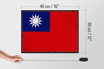 Panneau en bois drapeau de chine 40x30cm, drapeau rétro de Taiwan, panneau décoratif 4