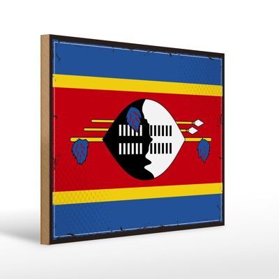 Cartello in legno Bandiera dello Swaziland 40x30 cm Cartello con bandiera retrò Eswatini