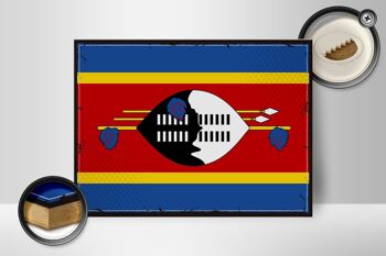 Panneau en bois drapeau du Swaziland 40x30cm, drapeau rétro Eswatini 2