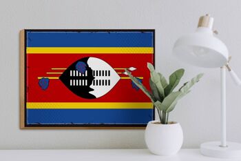 Panneau en bois drapeau du Swaziland 40x30cm, drapeau rétro Eswatini 3