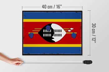 Panneau en bois drapeau du Swaziland 40x30cm, drapeau rétro Eswatini 4
