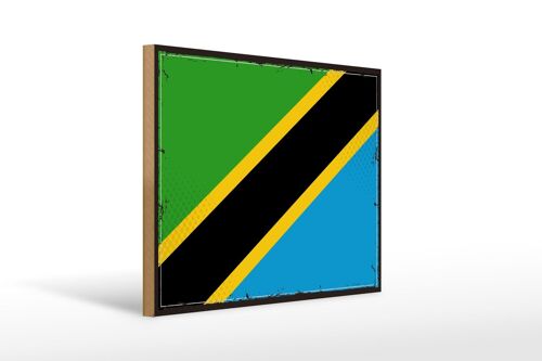 Holzschild Flagge Tansanias 40x30cm Retro Flag of Tanzania Schild