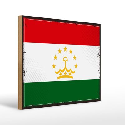 Letrero de madera bandera Tayikistán 40x30cm cartel decorativo retro Tayikistán