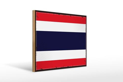 Holzschild Flagge Thailands 40x30cm Retro Flag of Thailand Schild