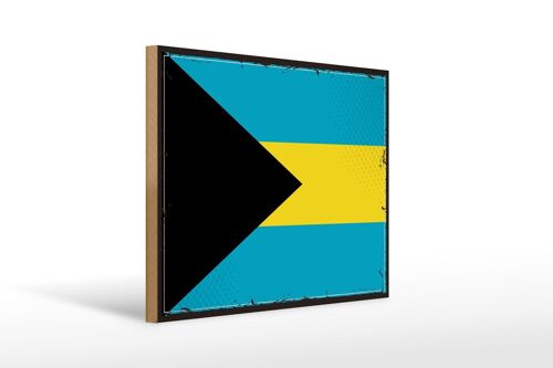 Holzschild Flagge Bahamas 40x30cm Retro Flag of Bahamas Deko Schild