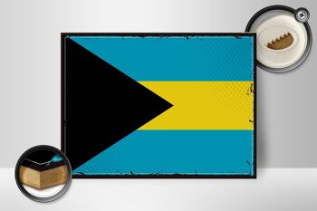 Panneau en bois drapeau des Bahamas 40x30cm, drapeau rétro des Bahamas, panneau décoratif 2