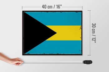 Panneau en bois drapeau des Bahamas 40x30cm, drapeau rétro des Bahamas, panneau décoratif 4