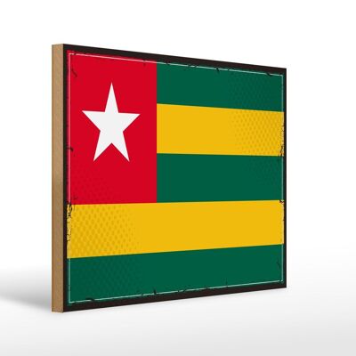Letrero de madera Bandera de Togo 40x30cm Bandera retro de Togo Letrero decorativo de madera