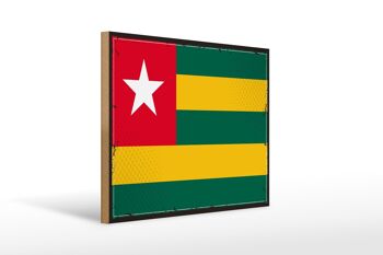 Panneau en bois drapeau du Togo 40x30cm, drapeau rétro du Togo, panneau décoratif en bois 1