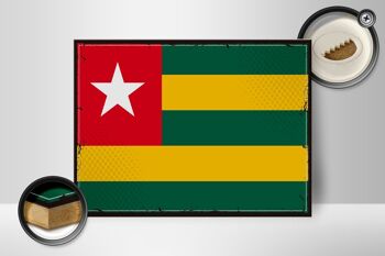 Panneau en bois drapeau du Togo 40x30cm, drapeau rétro du Togo, panneau décoratif en bois 2