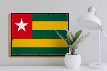 Panneau en bois drapeau du Togo 40x30cm, drapeau rétro du Togo, panneau décoratif en bois 3