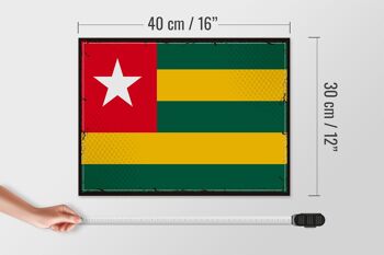 Panneau en bois drapeau du Togo 40x30cm, drapeau rétro du Togo, panneau décoratif en bois 4