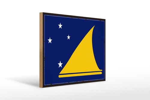 Holzschild Flagge Tokelaus 40x30cm Retro Flag of Tokelau Schild