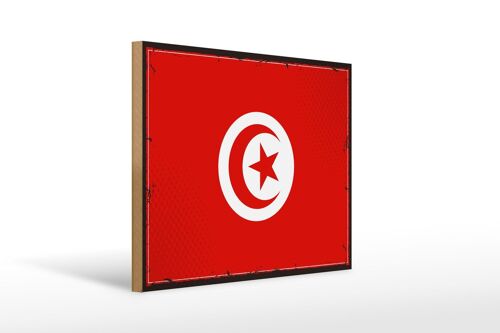 Holzschild Flagge Tunesiens 40x30cm Retro Flag of Tunisia Schild
