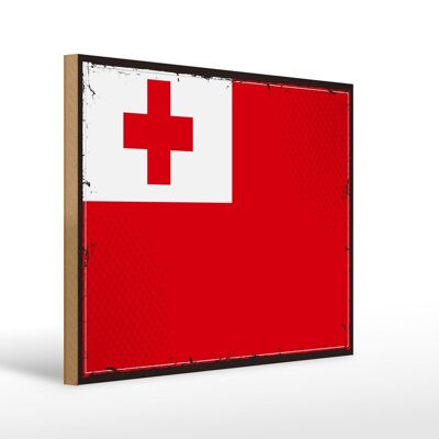 Holzschild Flagge Tongas 40x30cm Retro Flag of Tonga Deko Schild