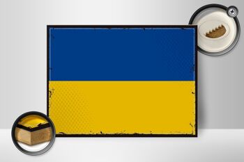 Panneau en bois drapeau Ukraine 40x30cm, drapeau rétro de l'ukraine, panneau décoratif 2