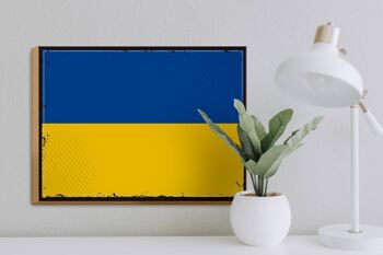 Panneau en bois drapeau Ukraine 40x30cm, drapeau rétro de l'ukraine, panneau décoratif 3