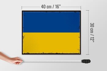 Panneau en bois drapeau Ukraine 40x30cm, drapeau rétro de l'ukraine, panneau décoratif 4