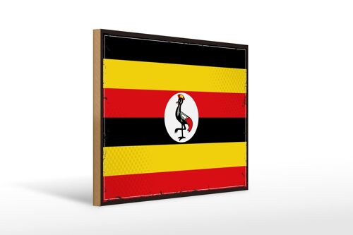Holzschild Flagge Ugandas 40x30cm Retro Flag of Uganda Deko Schild