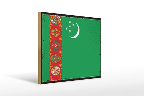 Holzschild Flagge Turkmenistans 40x30cm Retro Turkmenistan Schild