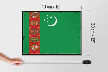 Panneau en bois drapeau du Turkménistan 40x30cm, panneau rétro du Turkménistan 4