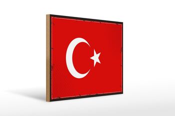 Panneau en bois drapeau Türkiye 40x30cm, drapeau rétro de la Turquie 1