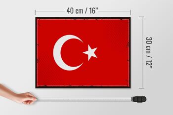 Panneau en bois drapeau Türkiye 40x30cm, drapeau rétro de la Turquie 4