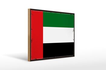 Panneau en bois drapeau des Émirats arabes unis, 40x30cm, drapeau rétro, panneau décoratif 1