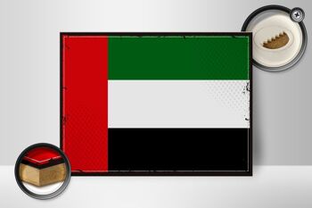 Panneau en bois drapeau des Émirats arabes unis, 40x30cm, drapeau rétro, panneau décoratif 2