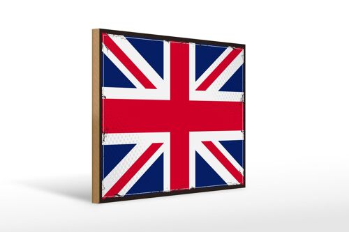 Holzschild Flagge Union Jack 40x30cm Retro United Kingdom Schild